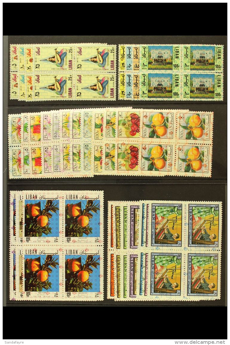 1978 Air Security Overprints Complete Set, SG 1228/57, Superb Never Hinged Mint BLOCKS Of 4, Fresh &amp; Scarce.... - Libano