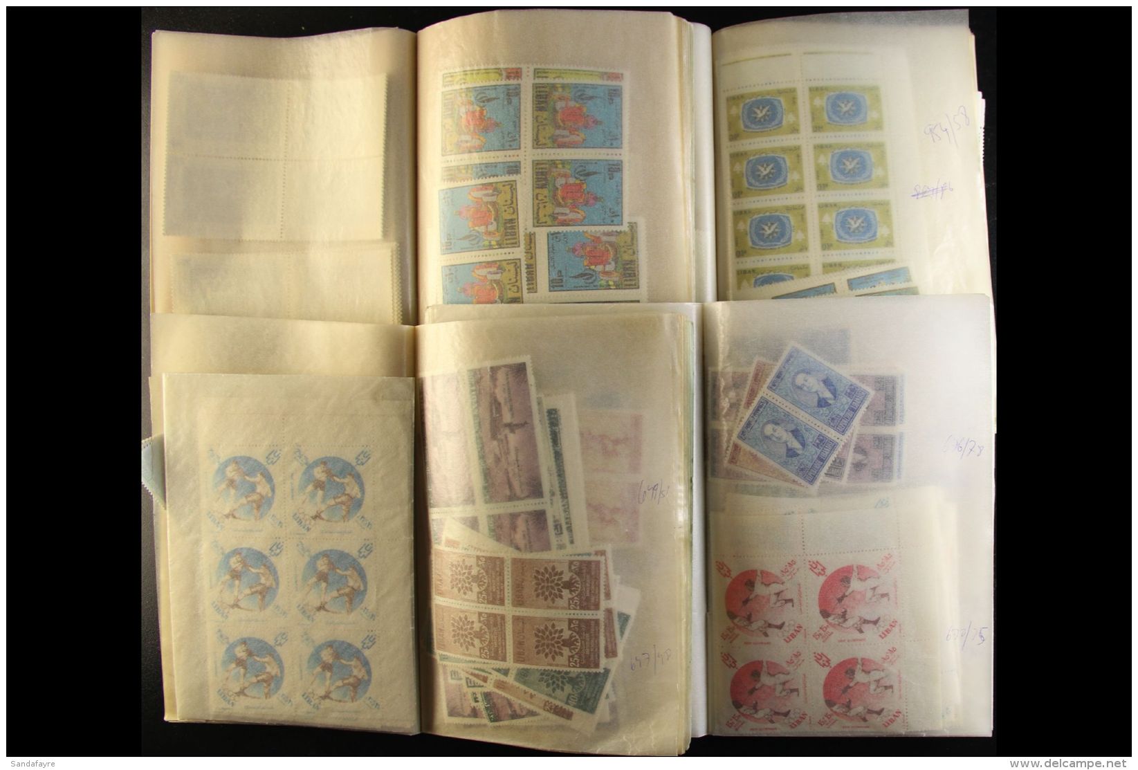1950-1975 SUPERB NEVER HINGED MINT ACCUMULATION Of Complete Sets Arranged By Cat Numbers In Eight Small Homemade... - Libano
