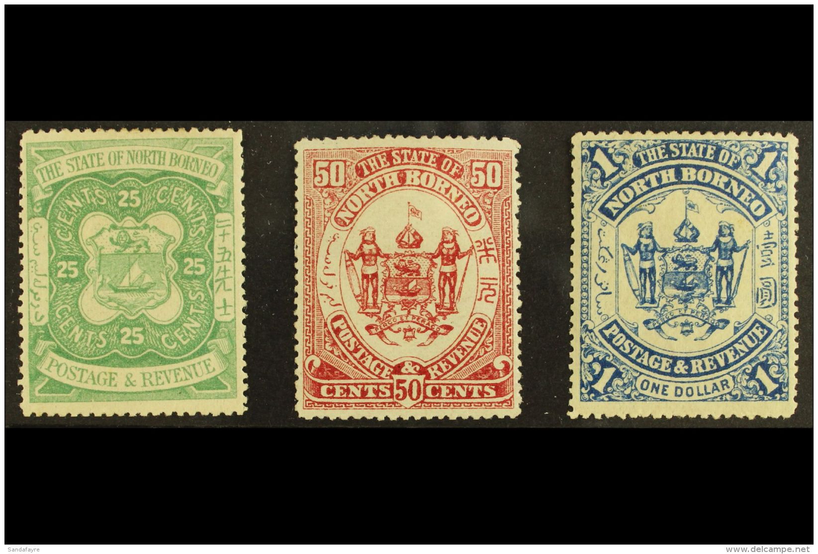 1896 North Borneo Issues In Changed Colours, Overprint Omitted Set, SG 80/82a, Mint (3). For More Images, Please... - Borneo Del Nord (...-1963)