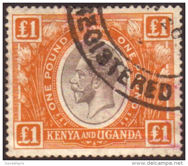 1922-27 &pound;1 Black And Orange, SG 95, Fine Used With Registered Cancel. For More Images, Please Visit... - Vide