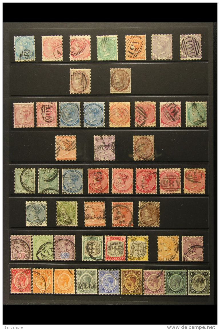 1860-1952 USED COLLECTION On Stock Pages. Includes 1860 Set, 1870-83 Set To 1s, 1883-97 Range To 1s, 1905-11 6d... - Giamaica (...-1961)