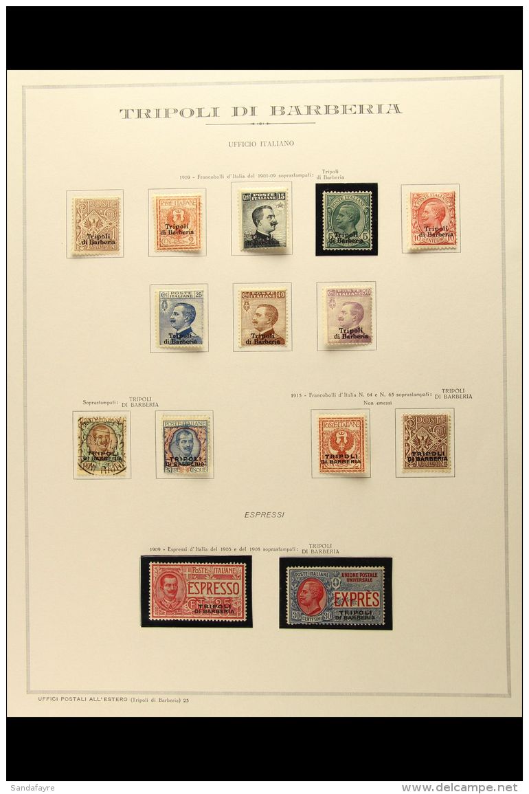 TRIPOLI DI BARBERIA 1909-15 Complete Basic Stamp Issues, Sassone 1/12 (S.27/8), Plus Both "Express" Issues,... - Altri & Non Classificati