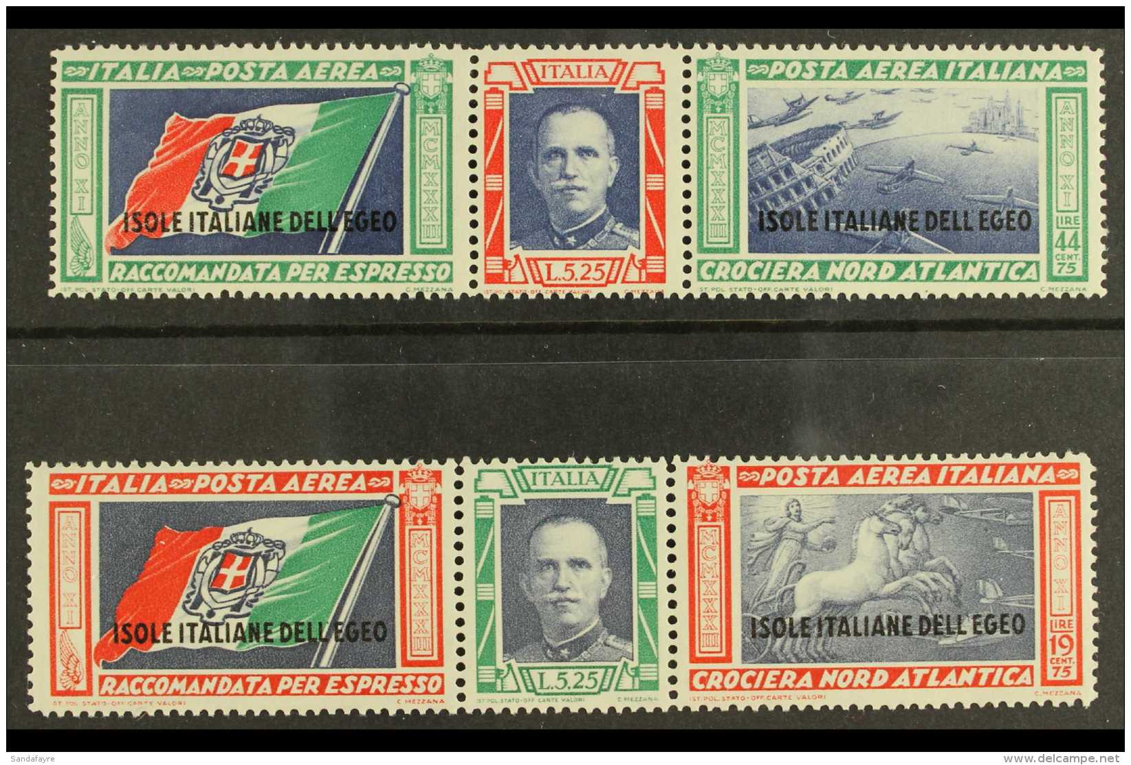 AEGEAN ISLANDS 1933 Balbo Air Cruise Pair, Sass S32, Superb Never Hinged Mint. (2 Stamps) For More Images, Please... - Altri & Non Classificati