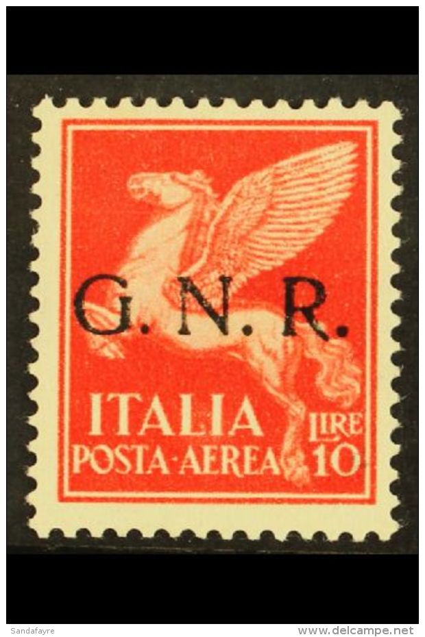 SOCIAL REPUBLIC 1944 10L Carmine Airmail, Verona Overprint, Sass 124, Superb Mint Og. Signed Biondi. Rare Stamp.... - Non Classificati