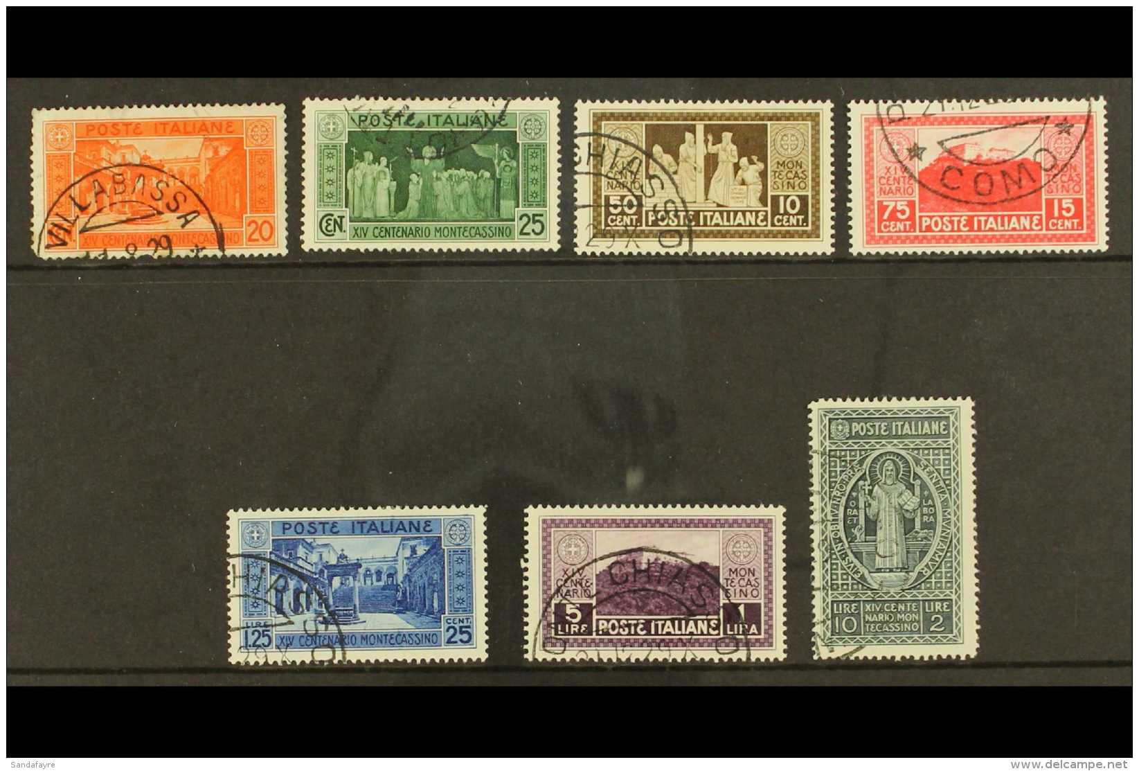 1929 Montecassino Abbey Set Complete, Sass S52, Very Fine And Fresh Mint. Cat &euro;750 (&pound;630) (7 Stamps)... - Non Classificati