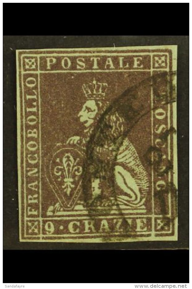 TUSCANY 1851 9cr Brown Violet On Blue, Sass 8b, Very Fine Used With Clear Margins All Round And Neat Pontedera... - Non Classificati