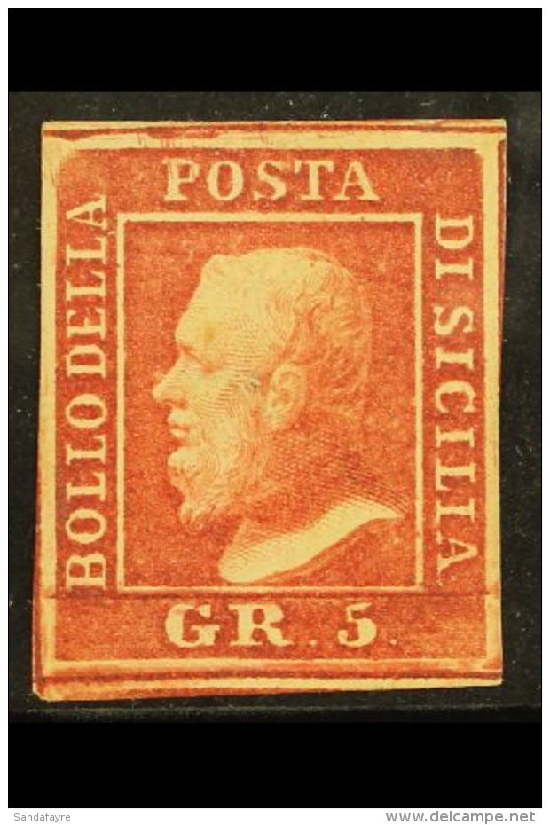 SICILY 1859 5gr. Rose Carmine, Plate I Sassone 9, Mint With Good Colour And Four Margins, A Thin And Pinhole... - Non Classificati