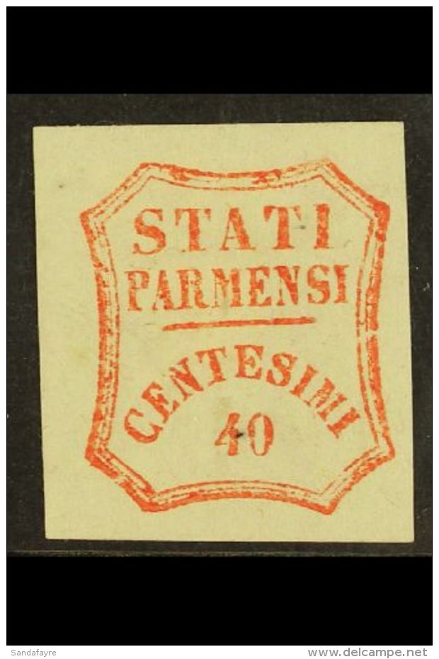 PARMA 1859 40c Vermilion, Provisional Govt, Sass 17, Superb Mint With Huge Margins. Signed Diena With RPS Cert.... - Non Classificati