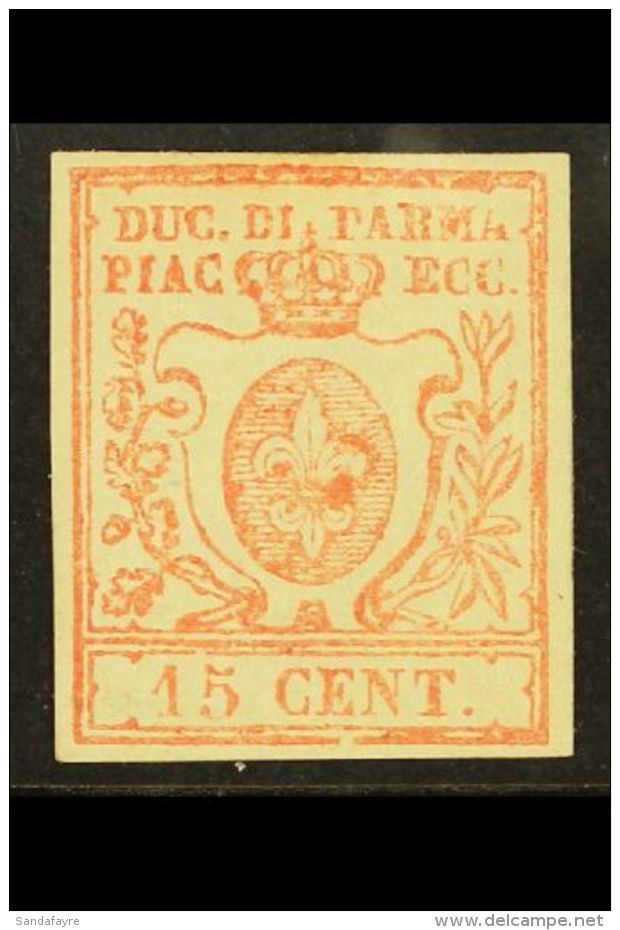 PARMA 1857 15c Vermilion, Sass 9, Superb Mint Og With Good Even Margins All Round. Lovely Fresh Stamp. Cat... - Non Classificati