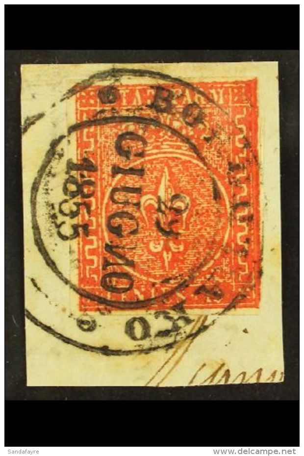 PARMA 1853 15c Red, Sassone 7, Very Fine Used With Large Margins Just Touching At One Corner, Tied To Piece By... - Non Classificati