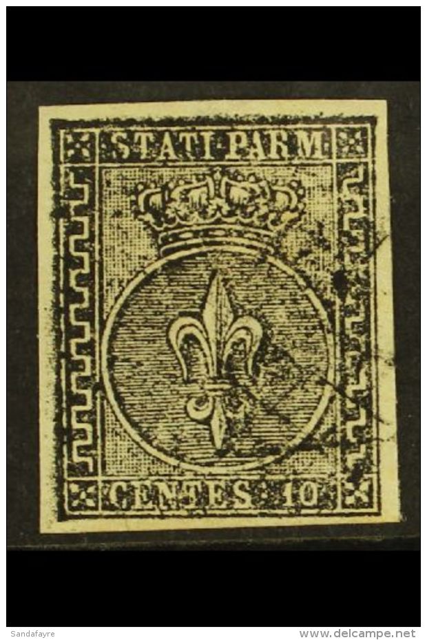 PARMA 1852 10c Black On White 'Crown', Sass 2, Very Fine Used, Four Good Margins, Light Cancel. Cat &euro;250... - Non Classificati