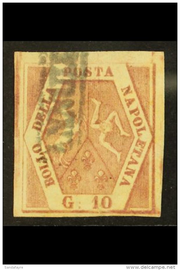 NAPLES 1858 10gr Brown Rose, Plate I, Sass 10, Very Fine Used With Good To Large Margins And Crisp Engraving.... - Non Classificati