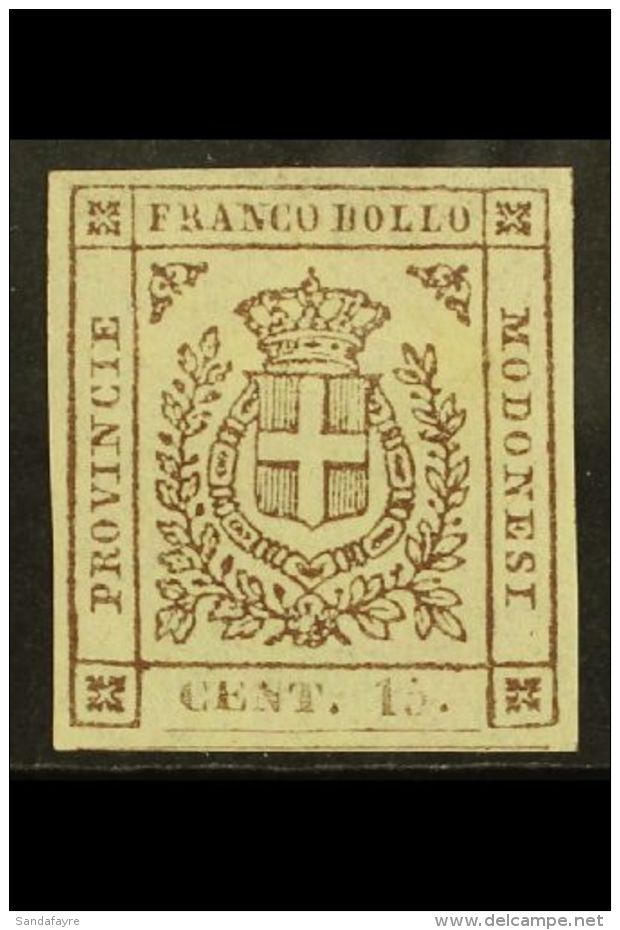 MODENA 1859 15c Brown, Sass 13, Superb Mint No Gum. Beautiful Stamp With Large Margins All Round. Signed. Cat Sass... - Non Classificati