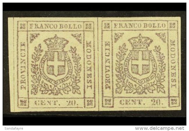 MODENA 1859 20c Lilac Grey Provisional Government, Sass 16, Very Fine Mint Pair With Full Margins. Cat &euro;300... - Non Classificati