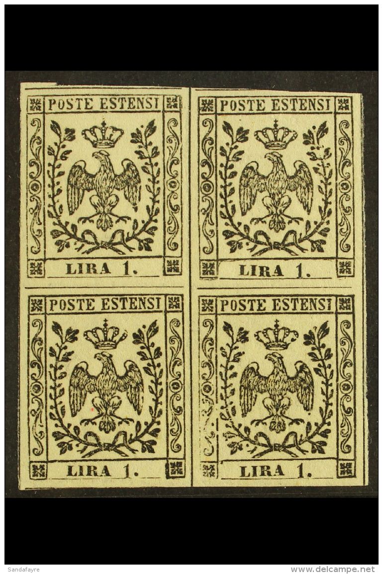 MODENA 1853 1L White, Sassone 11, Superb Mint BLOCK OF FOUR, Fresh With 4 Margins, Lower Pair Never Hinged. A... - Non Classificati