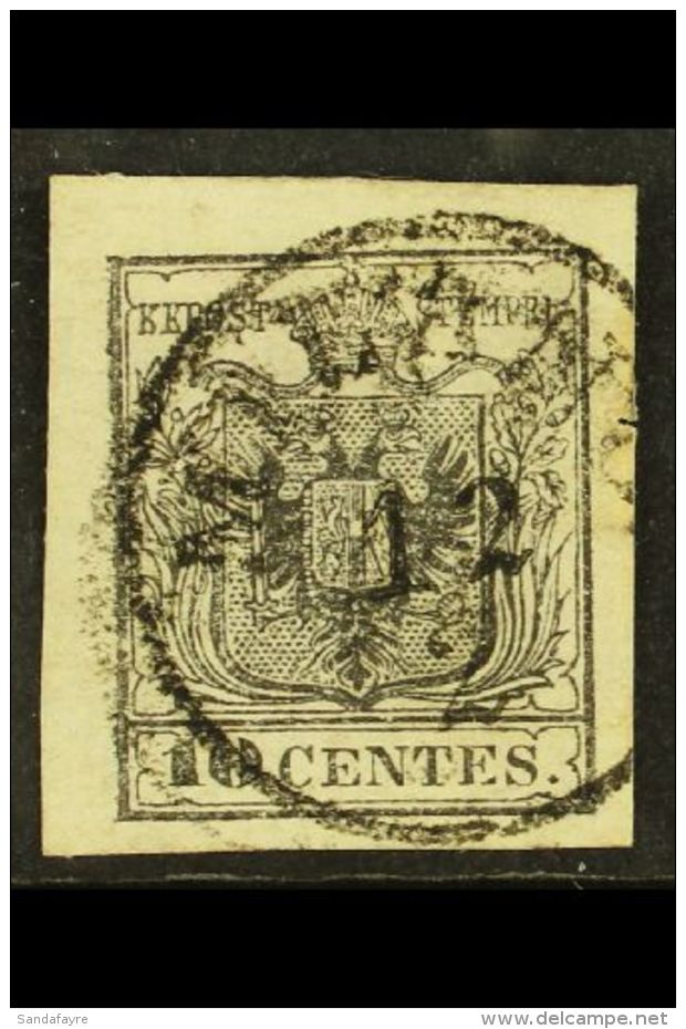 LOMBARDY VENETIA 1850 10c Grey Black, 1st Printing, Sass 2b, Superb Used With Large Margins And Neat Milano... - Non Classificati