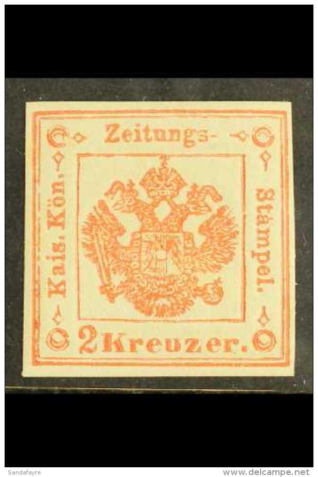 LOMBARDY VENETIA 1858 2Kr Vermilion Newspaper Postage Due, Sass 3, Superb Mint Og With Crisp Impression And Clear... - Non Classificati