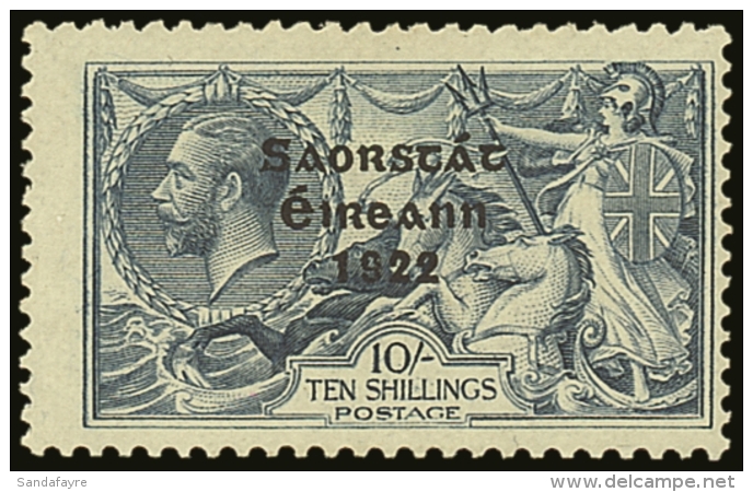 1922-23 10s Dull Grey Blue Seahorse SG 66, Showing Row 1/2 MAJOR RETOUCH Hib. T61b, Fine Mint, Centered To Right.... - Altri & Non Classificati