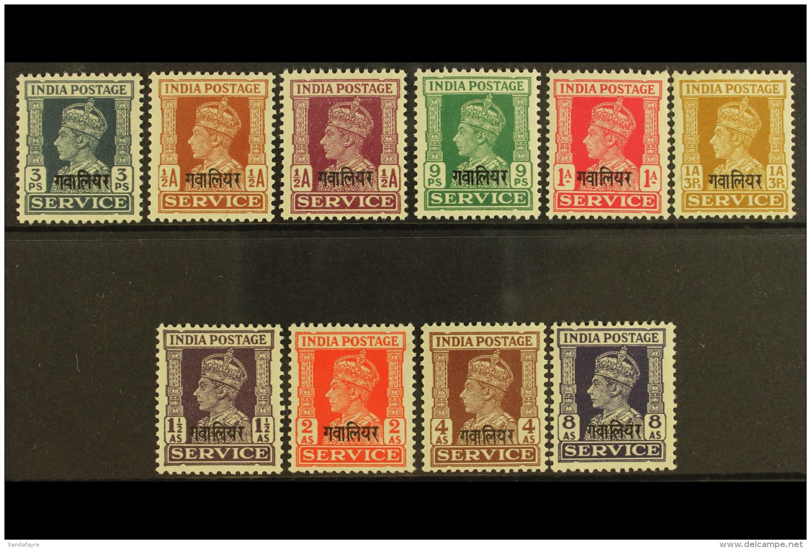 GWALIOR OFFICIAL 1940-42 Overprints Complete Set, SG O80/89, Very Fine Mint, Fresh. (10 Stamps) For More Images,... - Altri & Non Classificati