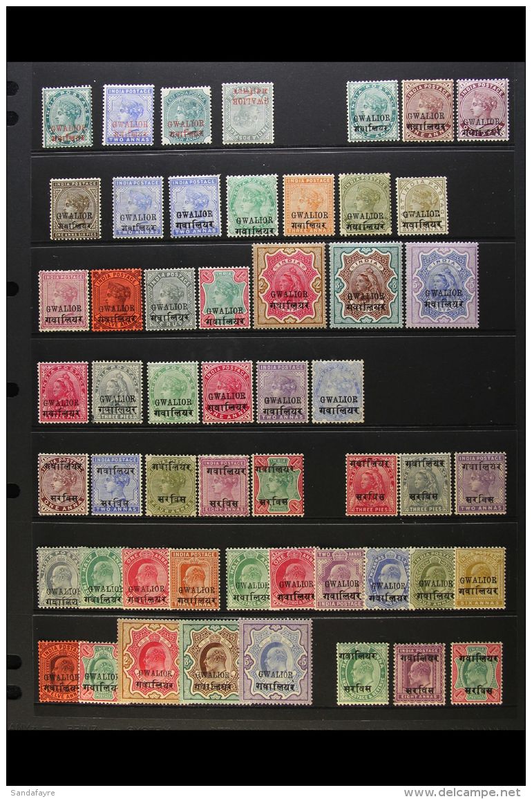 GWALIOR 1885-1911 MINT COLLECTION On A Stock Page. An All Different Collection With QV 1885 Red Opt'd Range To 1r,... - Altri & Non Classificati