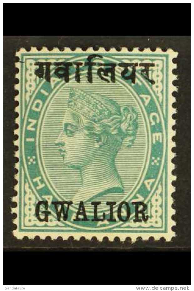 GWALIOR 1885 &frac12;a Blue Green, Hindi Inscription 15-15&frac12;mm Long, SG 4b, Very Fine Mint For More Images,... - Altri & Non Classificati