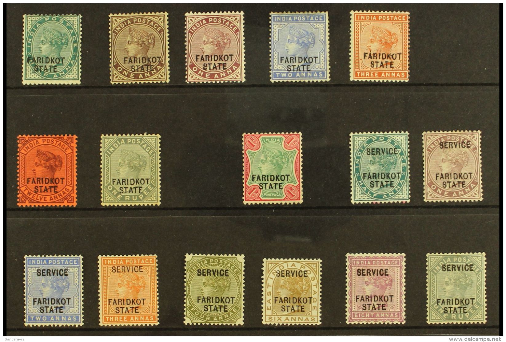 FARIDKOT 1887-1900 Range To 12a, 1r Slate, And 1r Green &amp; Carmine Mint, Plus 1887-98 Officials Range To 4a,... - Altri & Non Classificati