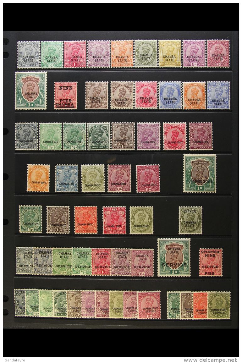 CHAMBA 1912-37 KGV MINT COLLECTION Presented On A Stock Page. Includes 1913 Set, 1923-27 All Values To 3a, 1927-37... - Altri & Non Classificati