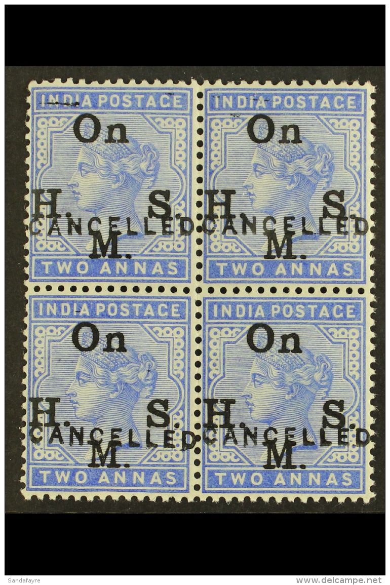 OFFICIAL 1883 2a Blue, Very Fine Mint BLOCK OF 4 - EACH STAMP HANDSTAMPED "CANCELLED" (as SG O43s) Beautiful. For... - Altri & Non Classificati