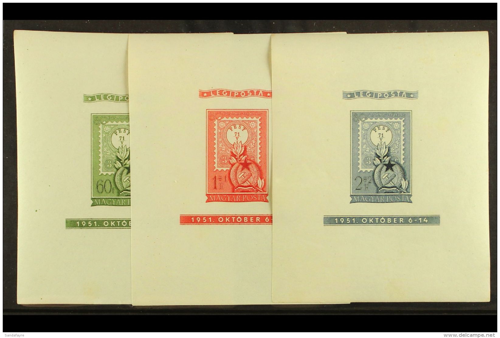 1951 STAMP CENTENARY Set Of IMPERF Miniature Sheets, Mi Bl 20/22B, Fine Never Hinged Mint. (3) For More Images,... - Altri & Non Classificati
