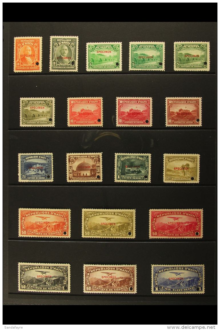 1933-40 Postage And Air Definitive Sets, SG 312/30, Overprinted "SPECIMEN" And With Security Punch Hole, Never... - Haiti