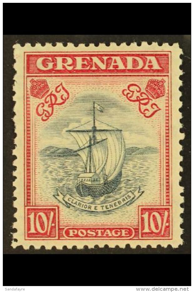 1938 10s Slate Blue And Bright Carmine, Perf 12, SG 163c, Very Fine And Fresh Mint. Rare Stamp. For More Images,... - Grenada (...-1974)