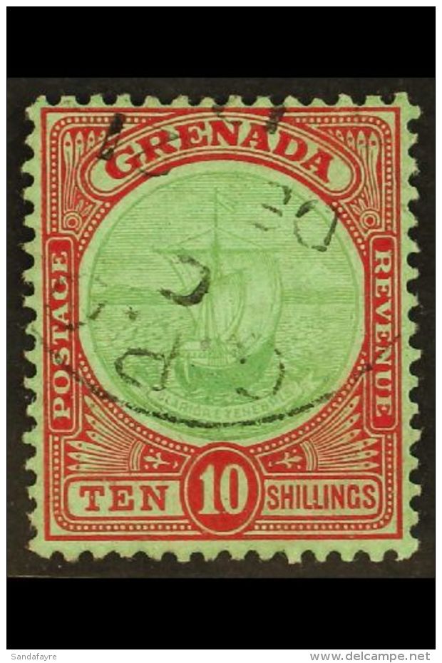 1913 10s Green And Red On Emerald Back, SG 101a, Very Fine Used. For More Images, Please Visit... - Grenada (...-1974)