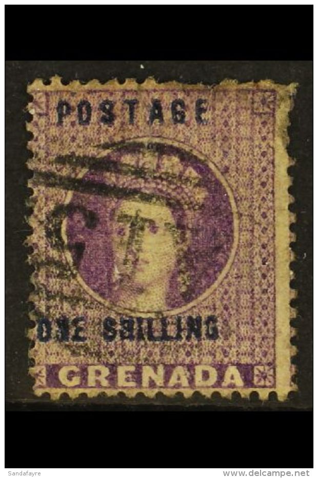 1875 1s Deep Mauve With Inverted "S" In "POSTAGE" Variety, SG 13c, Finely Used Showing The Variety Clear Of The... - Grenada (...-1974)