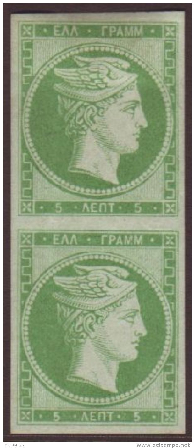 1861 5L Emerald On Greenish Large Hermes Paris Print, SG 3, Hellas 3, Michel 3, Very Fine Mint Regummed Vertical... - Altri & Non Classificati