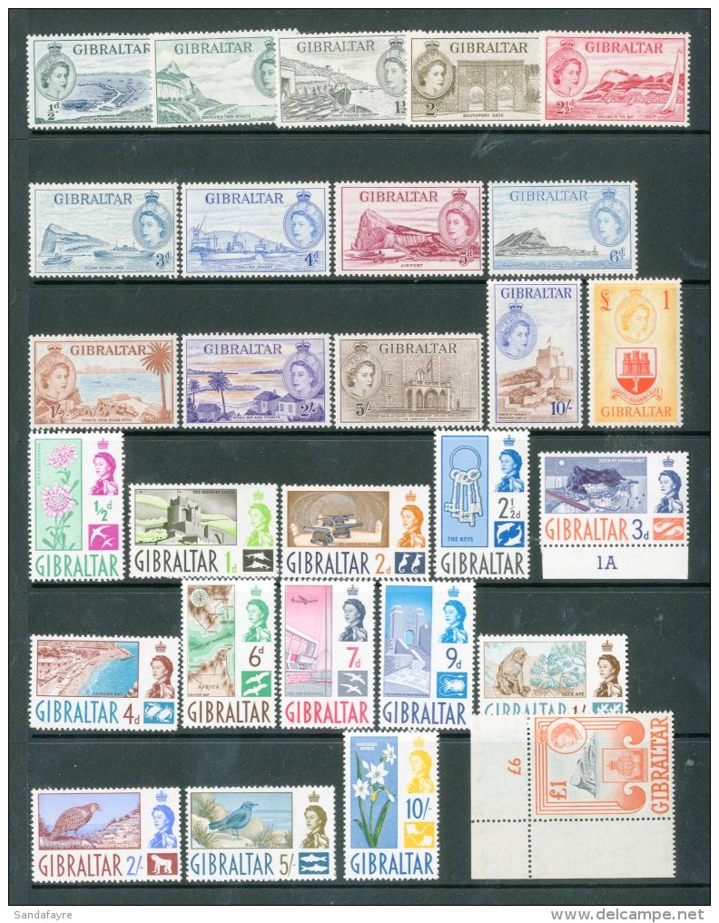 1953-1960 Very Fine Mint (many Never Hinged) Definitive Issues, Comprising 1953-59 Complete Set Inc &pound;1 NHM... - Gibilterra