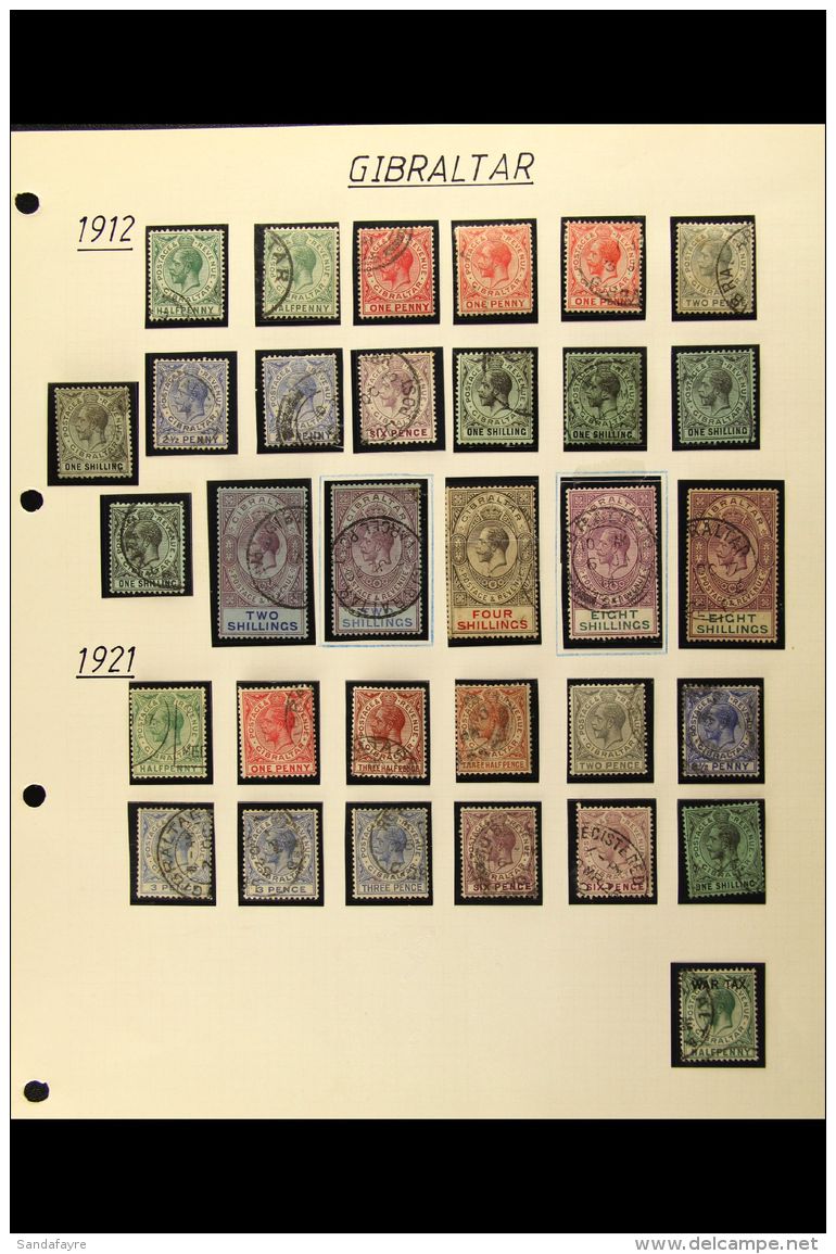 1912-1935 USED COLLECTION With Shades In Hingeless Mounts On Leaves, Inc 1912-24 Set To 8s (x2), 1921-27 Set To... - Gibilterra