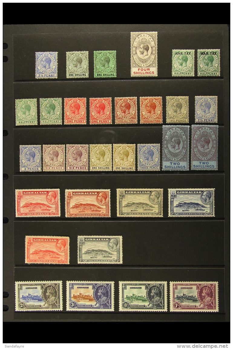 1912-1935 FINE MINT KGV COLLECTION Presented On A Stock Page. Includes 1919 &amp; 1923 1s Plus 4s Black &amp;... - Gibilterra