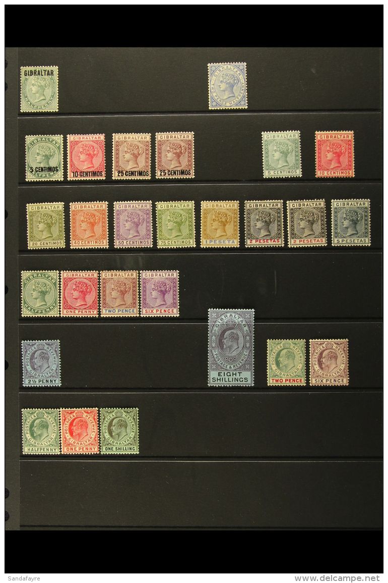 1886-1911 FINE MINT COLLECTION On A Stock Page. Includes 1886 &frac12;d Green SG 1, 1886-7 2&frac12;d Blue SG 11,... - Gibilterra