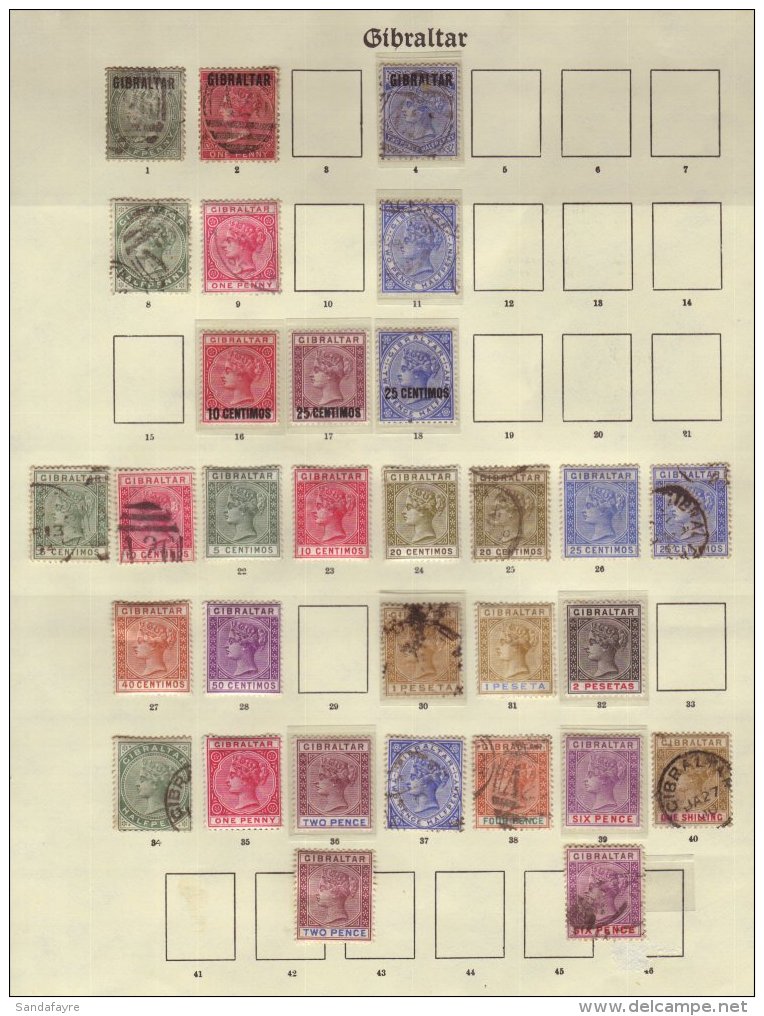 1886-1898 QV RANGE A Collection On An Old Imperial Printed Page. A Mint &amp; Used Range That Incl. Gibraltar... - Gibilterra