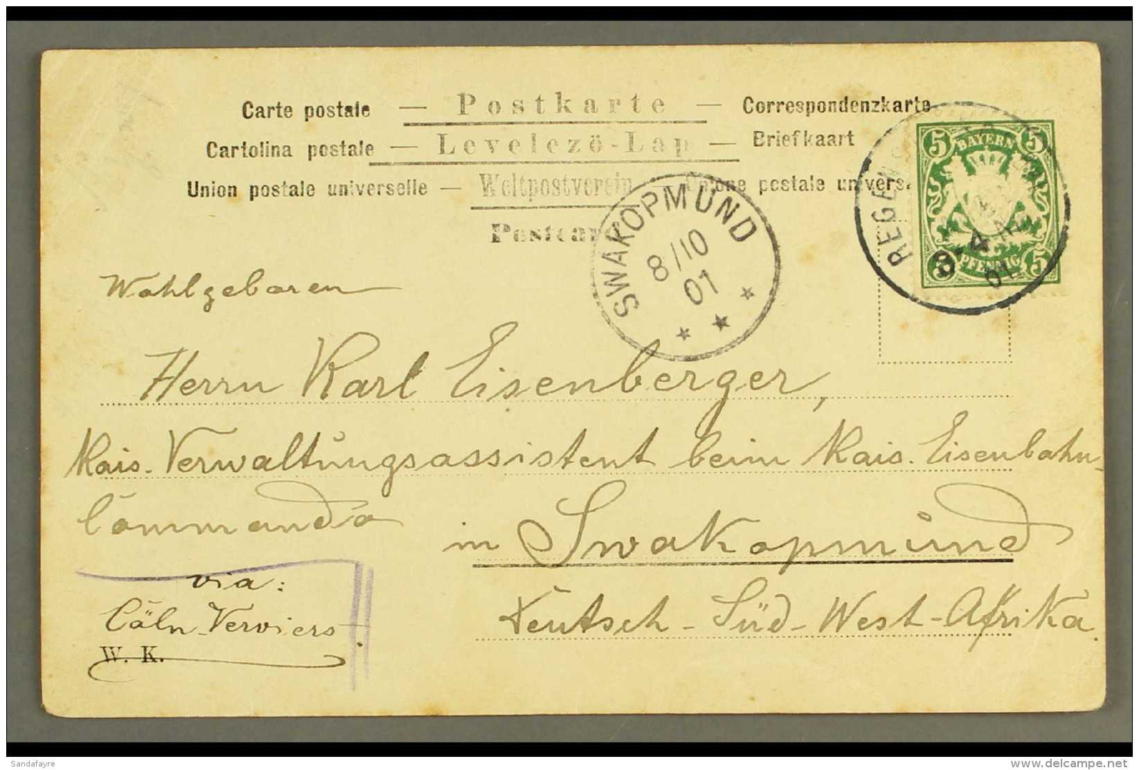 SOUTH WEST AFRICA 1901 (8 Oct) Incoming Ppc From Germany Addressed To A Member Of The "Eisenbahn - Commando" In... - Altri & Non Classificati