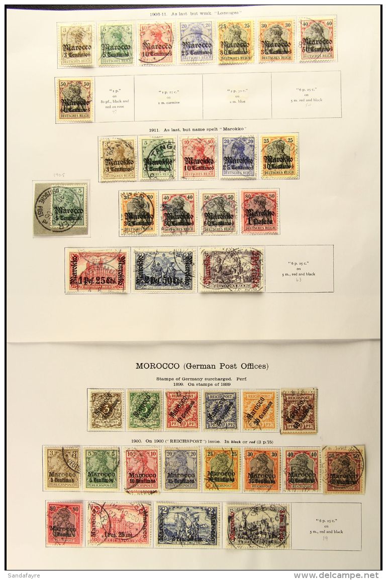 OFFICES IN MOROCCO 1899 - 1911 Fine Used Collection With 1899 Surcharge Set, 1900 Reichspost Ovptd Set To 3p 75,... - Altri & Non Classificati