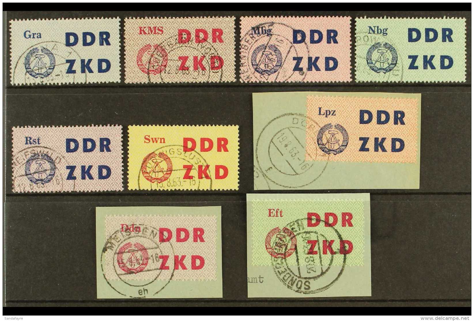 OFFICIALS LAUFKONTROLLZETTEL DES ZKD 1963 Nine Different Values, Very Fine Used, Some On Pieces, Fresh &amp;... - Altri & Non Classificati