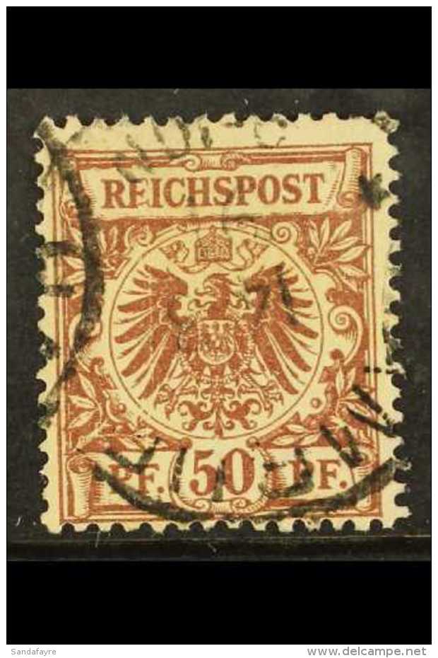 1889 50pf Red-brown BROKEN PLATE Plate Flaw (position 36), Michel 50 II, Fine Cds Used, One Short Perf At Top. For... - Altri & Non Classificati