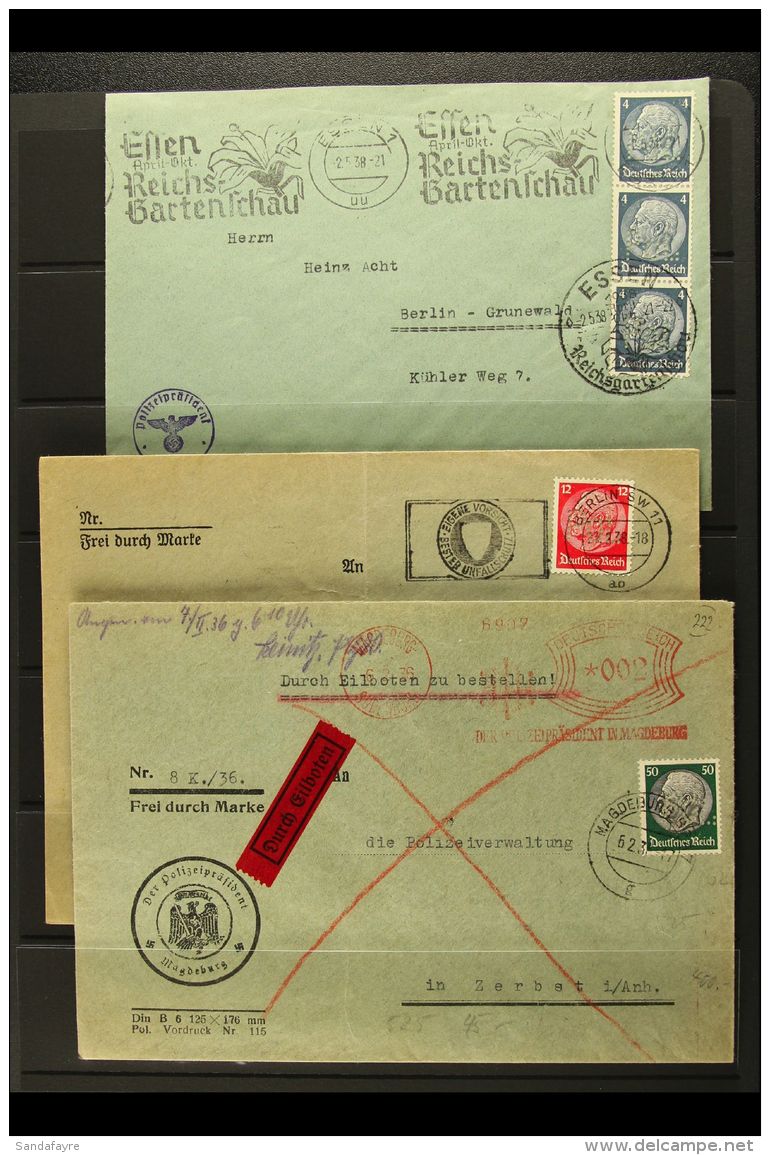 "POL" - POLICE PERFINS COVER COLLECTION. 1929-1937 Interesting Collection Of Official Police Printed/cacheted... - Altri & Non Classificati