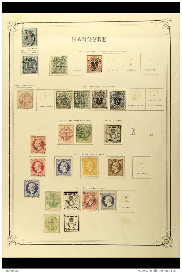 HANNOVER 1850-64 19TH CENTURY COLLECTION On A Printed Page. Includes 1850 1g X2 Used (one Signed), 1851-55 1g And... - Altri & Non Classificati