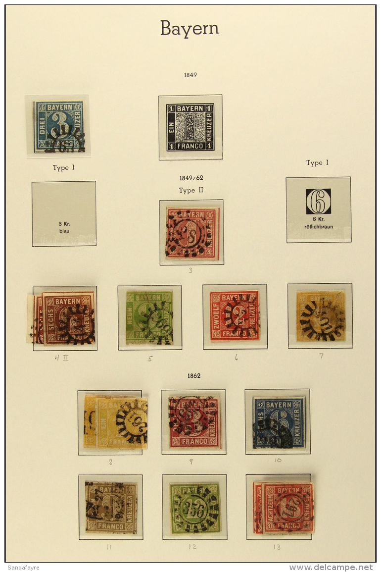 BAVARIA 1849-68 Used Imperfs Collection, Includes 1849 3pf (plate) Fine Used, 1850-58 Set, 1862 New Colours Set To... - Altri & Non Classificati