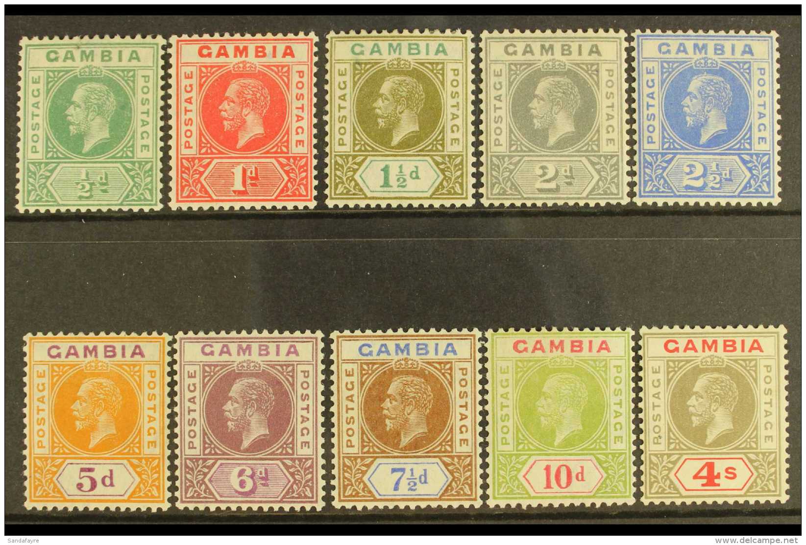 1921-22 (wmk Mult Script CA) Complete Set, SG 108/17, Very Fine Mint. (10 Stamps) For More Images, Please Visit... - Gambia (...-1964)