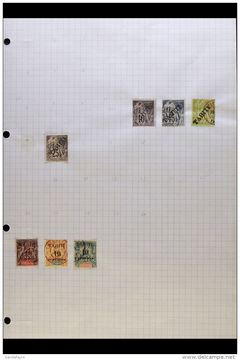 TAHITI 1893-1903 All Different FINE USED Range On Album Page. With 1893 (diagonal Handstamp) 10c To 25c Black On... - Altri & Non Classificati