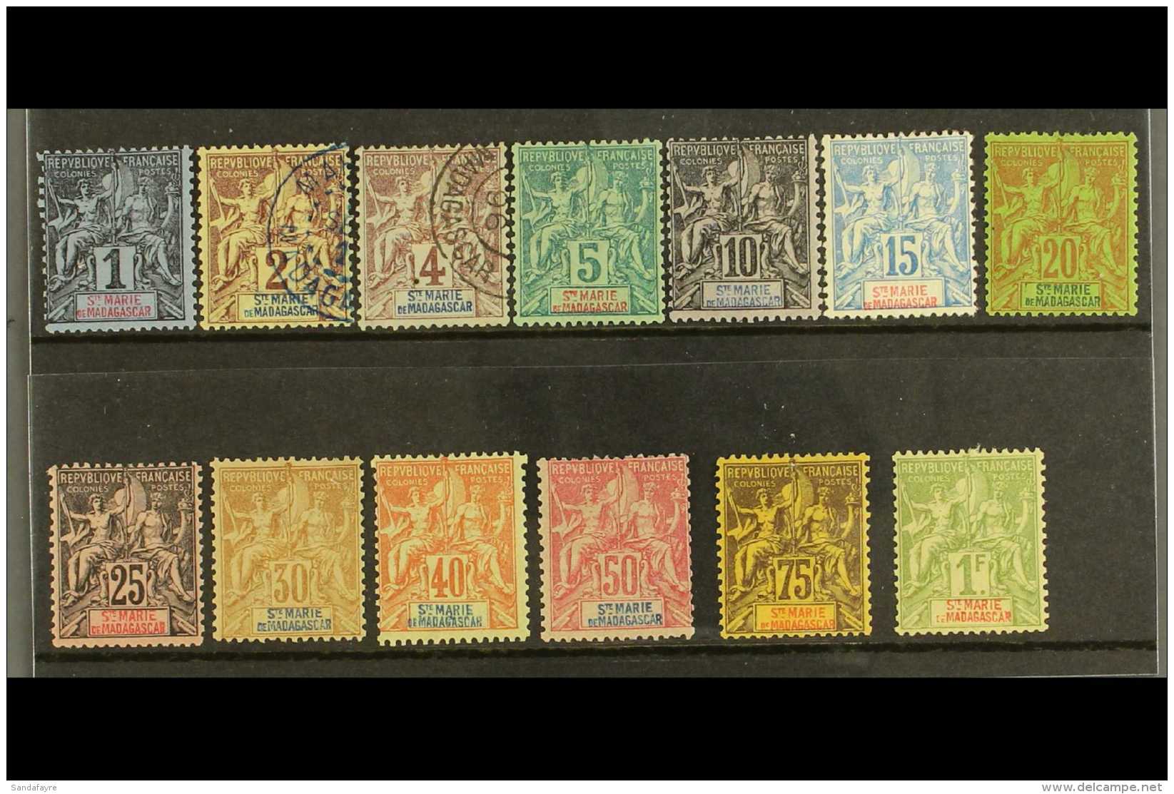 STE MARIE De MADAGASCAR 1894 Allegory Complete Set, Yvert 1/13, 1c To 5c Values Either Fine Used Or Unused Without... - Altri & Non Classificati