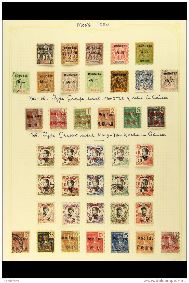 MONG-TSEU 1903-19 MINT &amp; USED COLLECTION On Album Pages. Includes 1903-06 Surcharged Range To 75c Used &amp;... - Altri & Non Classificati